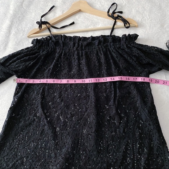 Bebe Black Lace Tied Off Shoulder Top - Picture 6 of 10